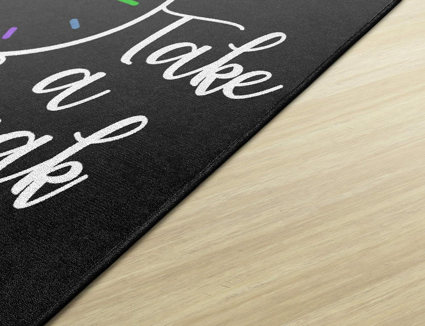 Flagship Carpets Take A Break Childrens Time Clock Classroom Entryway or Home Door Mat or Small Area Rug, 30" x 30", Black