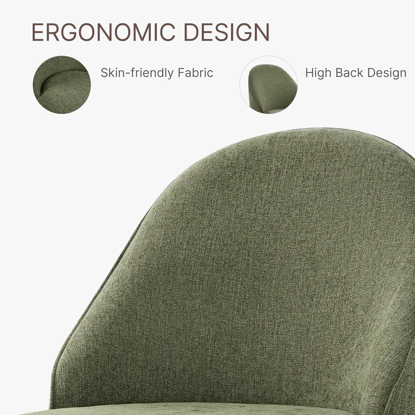 Swivel Dining Chairs Modern Desk Chair Upholstered Linen Fabric Side Chair for Kitchen Dining Room Bedroom,Moss Green,4 Box