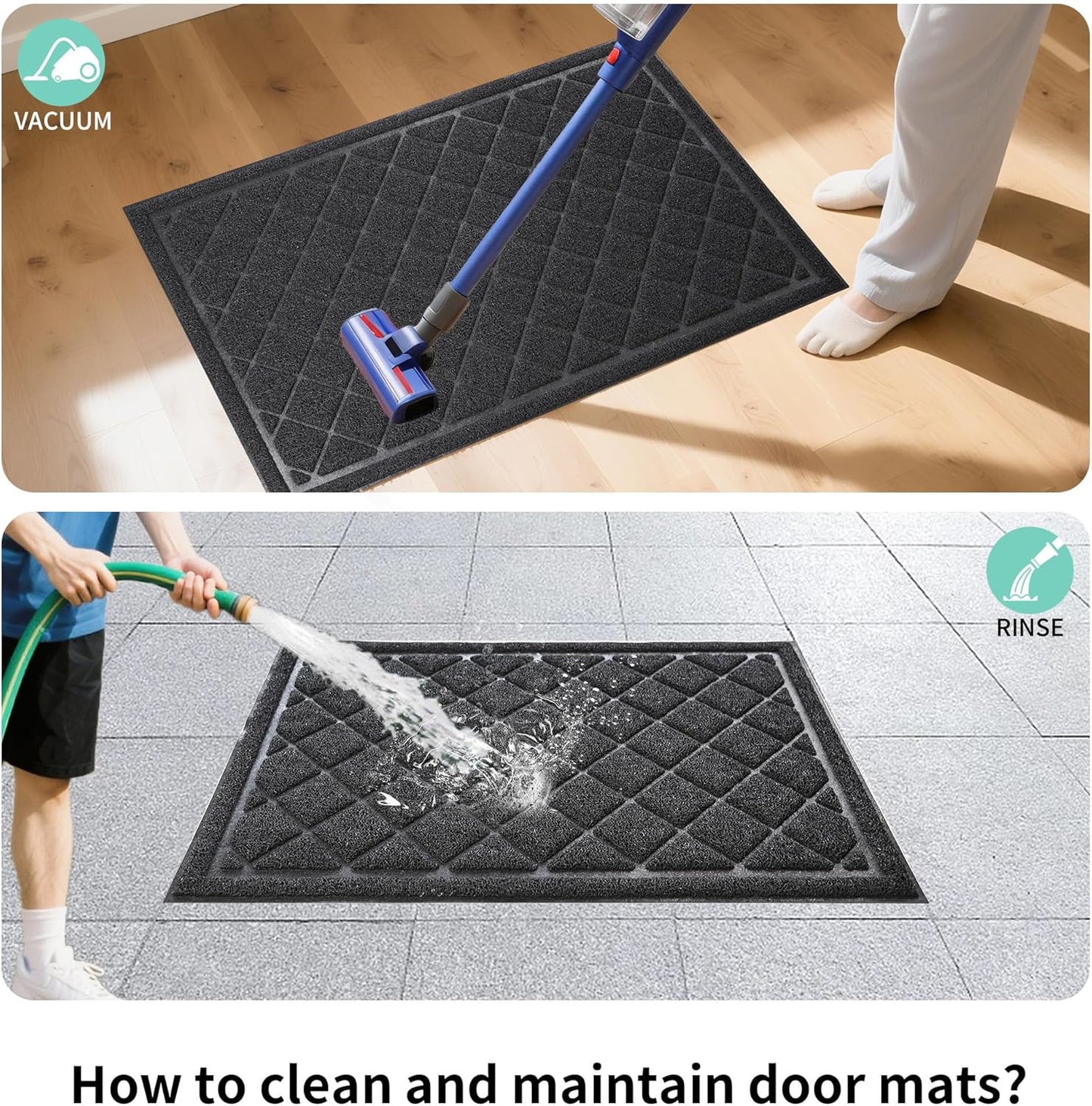 Front Door Mat Indoor Outdoor, 48" x 24" Non Slip Welcome Doormat for Entryway, Heavy Duty Low Profile Entrance Rug for High Traffic Areas, Patio, Outside Entry, Yard, Porch Waterproof