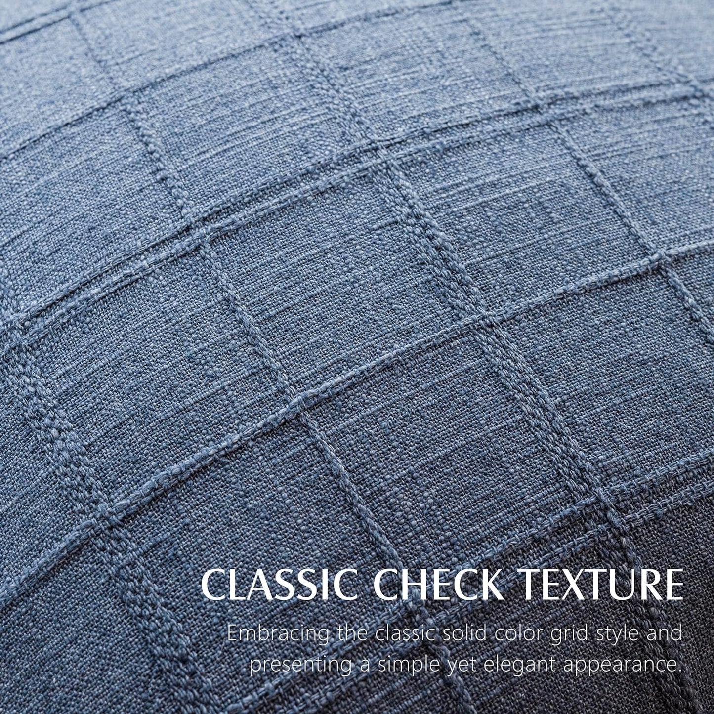 Foindtower Set of 2 Decorative Linen Check Throw Pillow Covers Neutral Farmhouse Vintage Cushion Covers Modern Coastal Boho Home Decor for Sofa Chair Couch Bedroom Living Room Outdoor,22×22 Inch,Blue