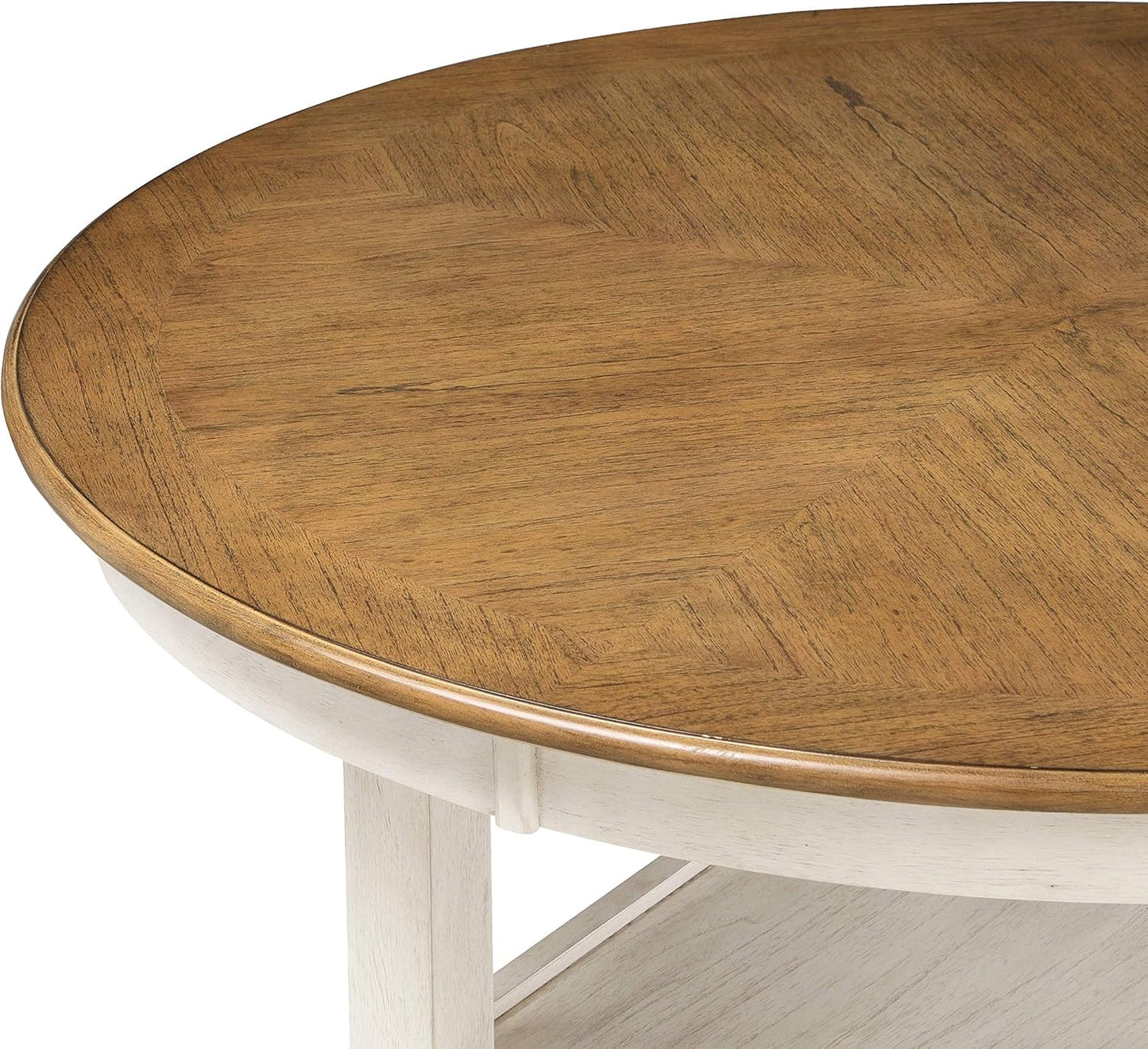 New Classic Furniture Cori 5-Piece Round Counter Dining Set with 1 Dining Table and 4 Chairs, 42-Inch, Beige and Brown