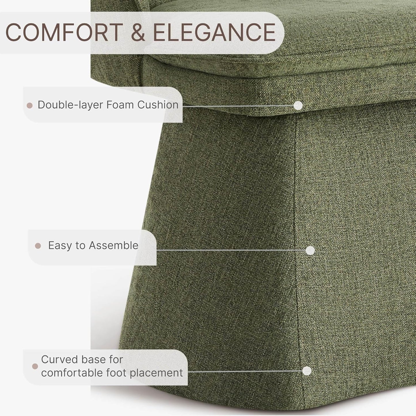Swivel Dining Chairs Modern Desk Chair Upholstered Linen Fabric Side Chair for Kitchen Dining Room Bedroom,Moss Green,2 Box