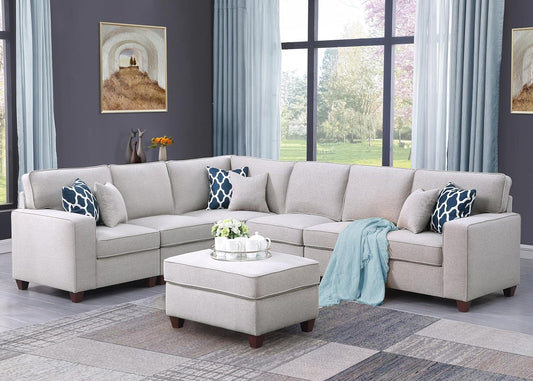 Devion Furniture Philly Sectional Modular Sofa with Ottoman for Living Room, Apartment, Bedroom, Office, Dorm