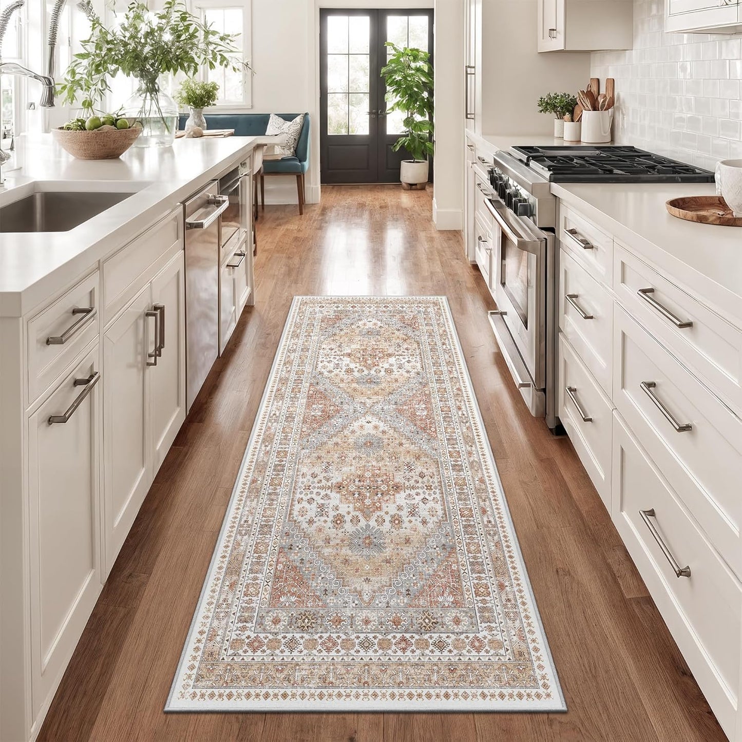 zesthome 2x6 Runner Rug for Hallways, Machine Washable Rug, Non Slip Vintage Low Pile Runners, Stain Resistant Runners for Entryway, Kitchen, Bathroom, Laundry Room, Corridor
