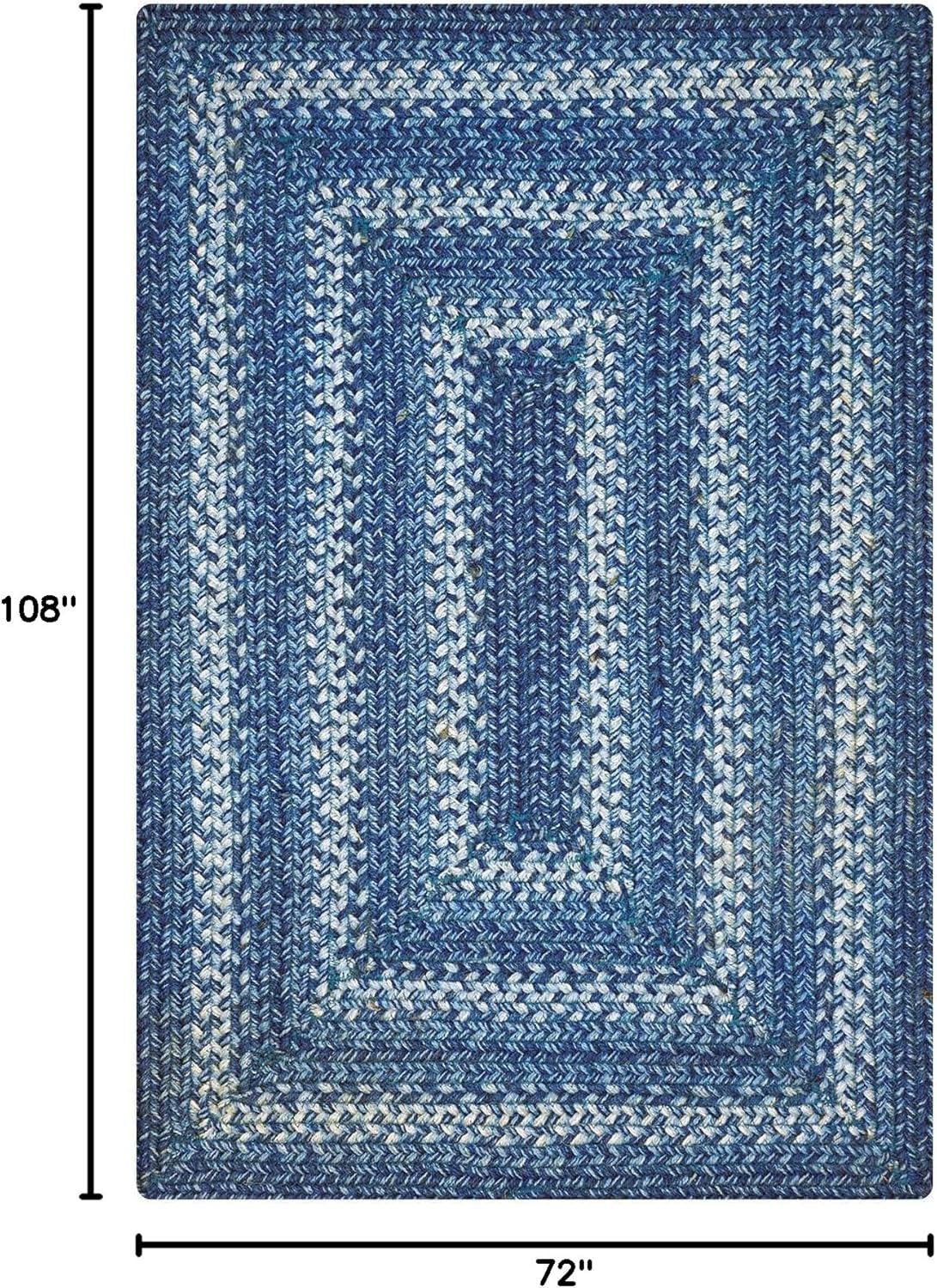 Homespice Denim Jute Blue 6x9' Braided Rug for Living Room, Bedroom Rug and Dining Room. Pet Friendly. Decor Styles- Farmhouse Rug, Rustic, Vintage, Cottage, Primitive, Country, Boho Rug