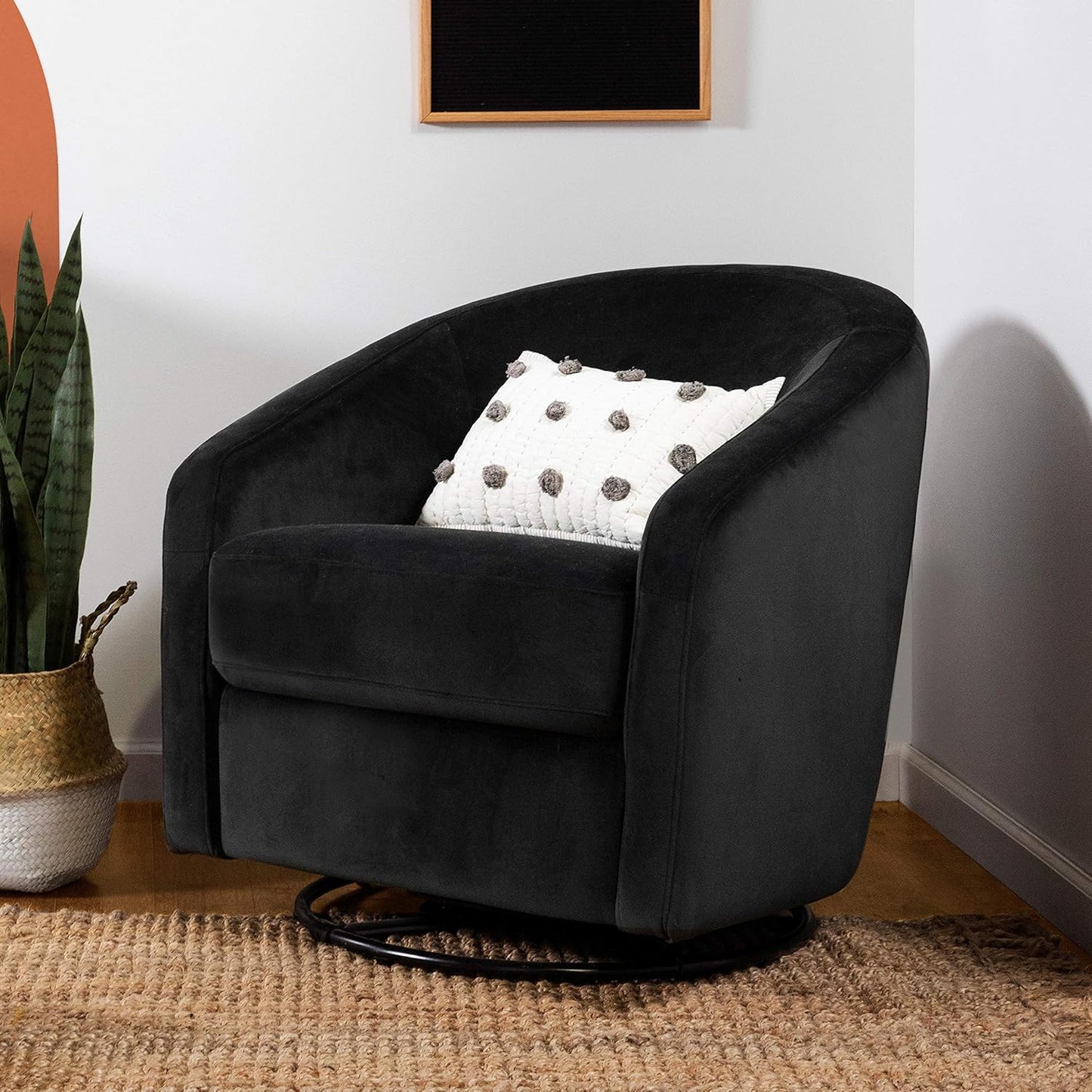 babyletto Madison Swivel Glider in Black Velvet, Greenguard Gold and CertiPUR-US Certified, 61.6 lb
