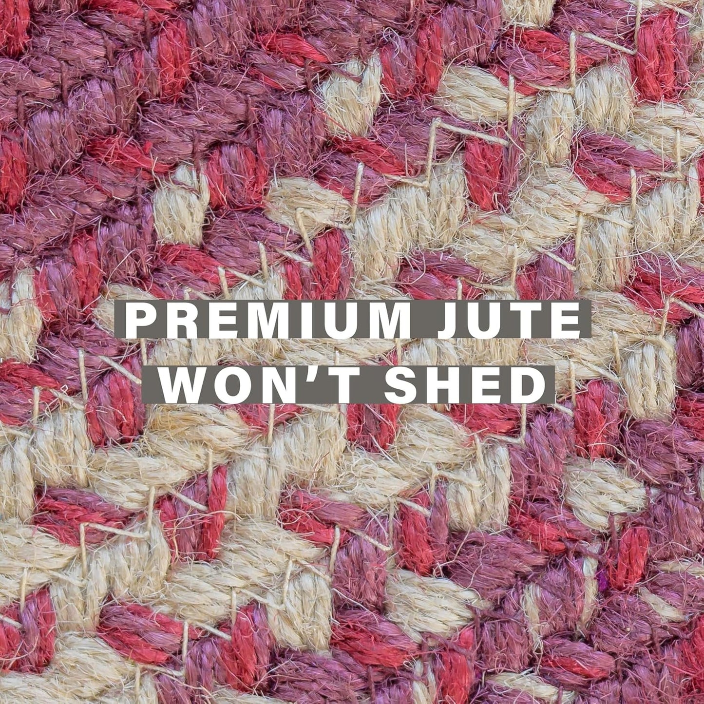 Autumn Maple Burgundy and Tan Braided Oval Area Rugs, Jute, 5x8' - Rustic Primitive Decor for Living Room, Dining Room, Everywhere