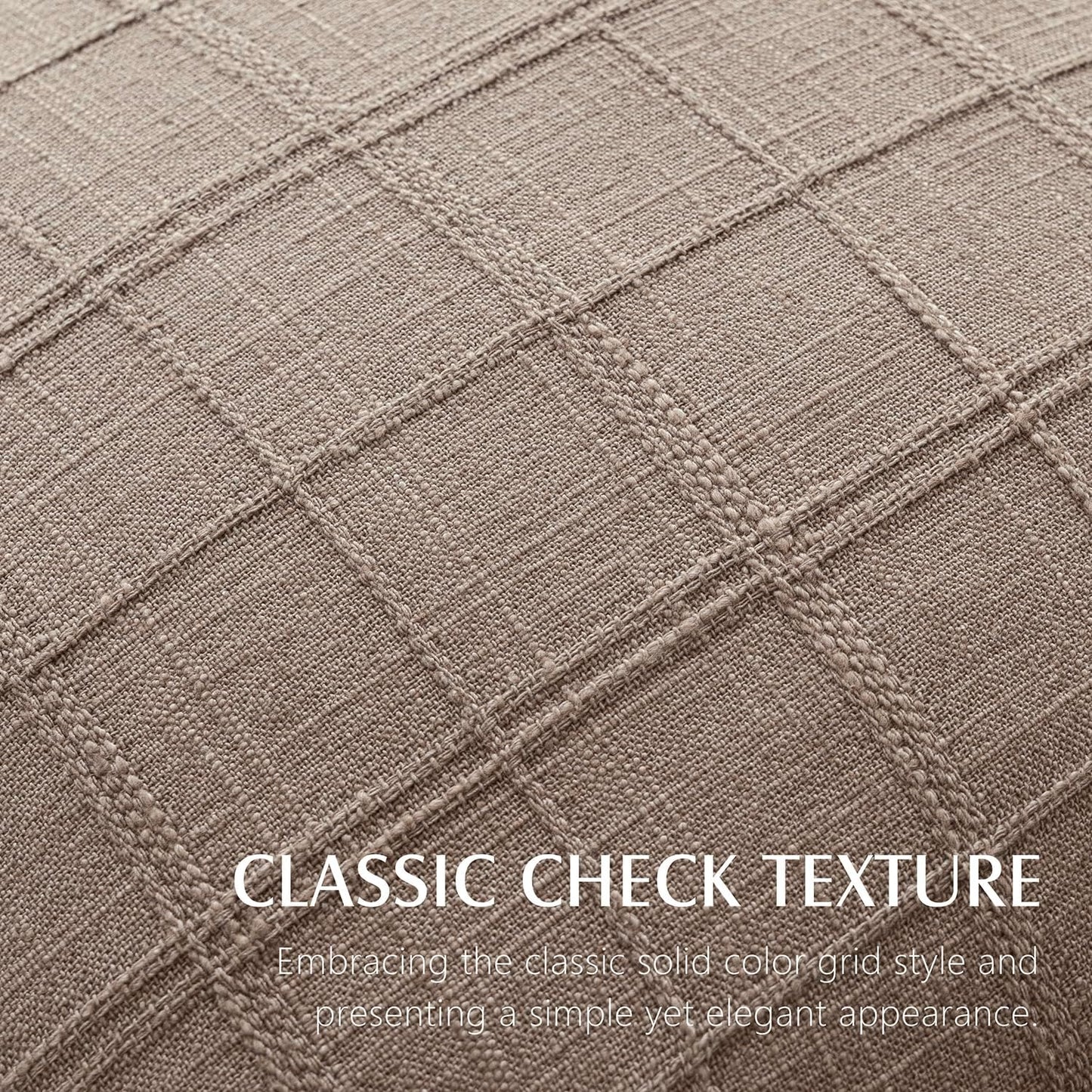 Foindtower Set of 2 Decorative Linen Check Throw Pillow Covers Neutral Farmhouse Vintage Cushion Covers Modern Boho Home Decor for Sofa Chair Couch Bedroom Living Room Outdoor,22×22 Inch,Tan Taupe