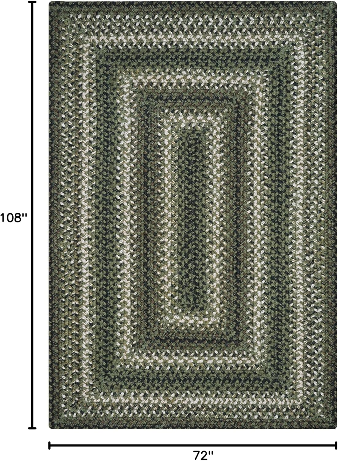 Homespice Pinecone Braided Area Rugs 6x9' – Rustic Jute Braided Green Rug for Bedroom, Living Room and Dining Area
