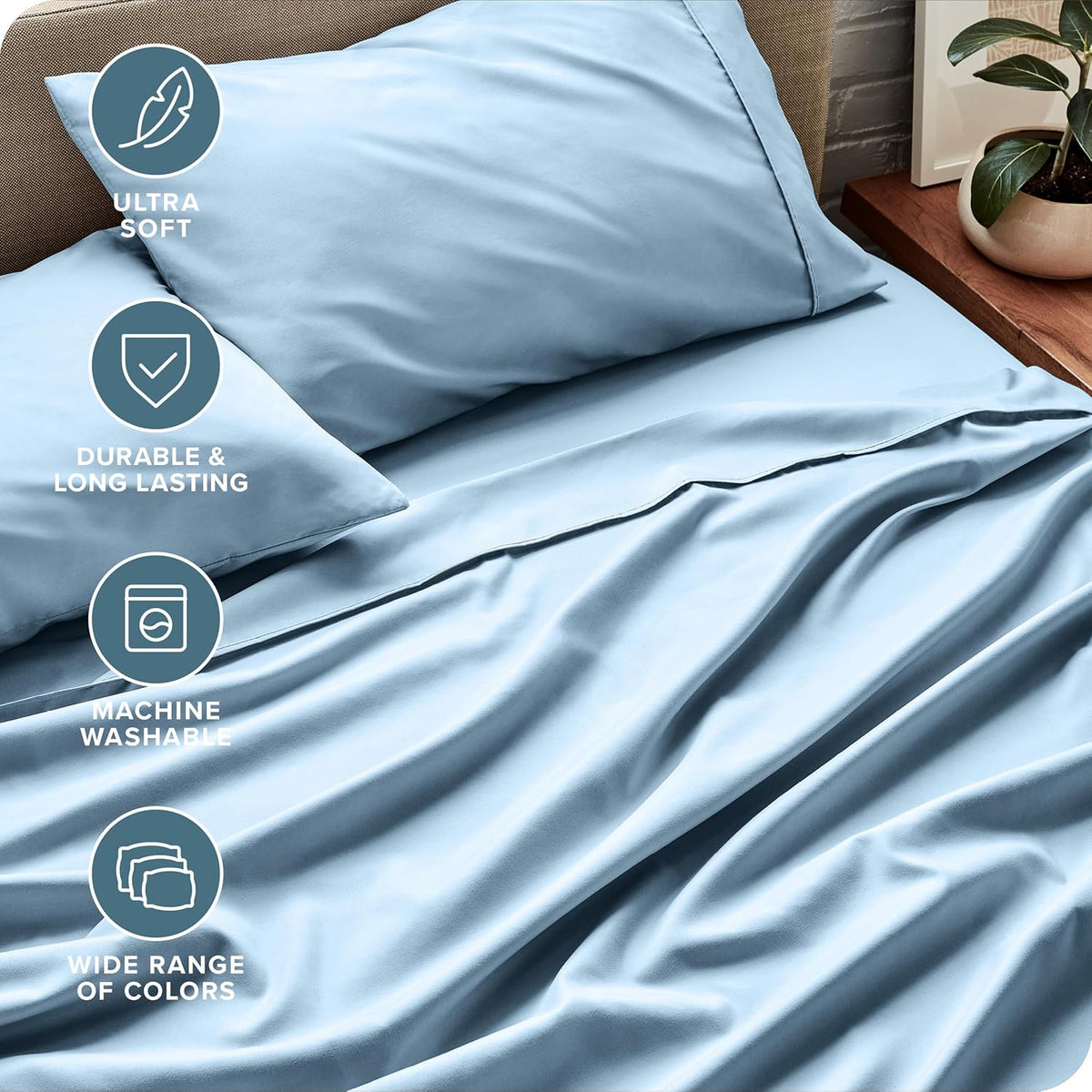 Bare Home Twin XL Sheet Set - College Dorm Size - Luxury 1800 Ultra-Soft Microfiber Twin Extra Long Bed Sheets - Deep Pockets - Easy Fit - Extra Soft - 3 Piece Set - Bed Sheets (Twin XL, Light Blue)
