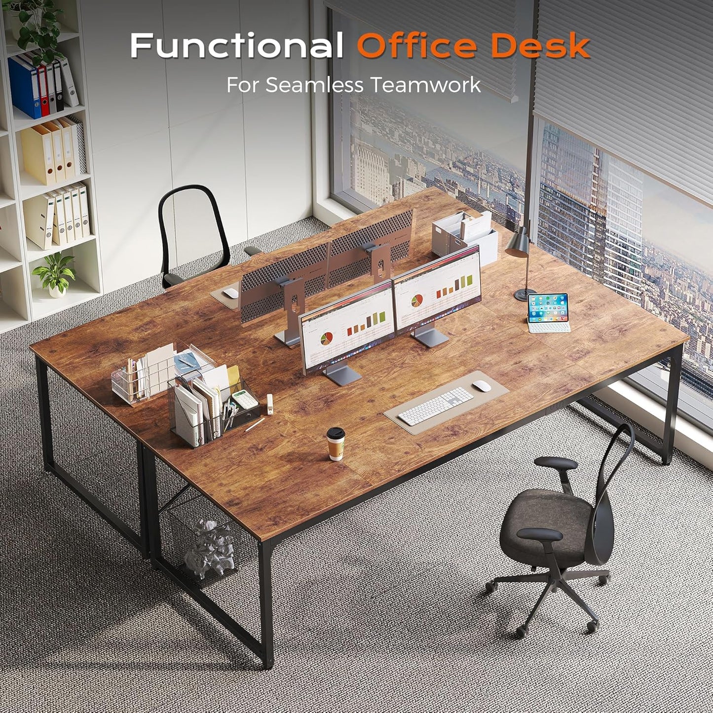 PRAISUN 78.7 X 29.5 Inch Computer Desk with Deeper Desktop, Long Gaming Office Writing Work Desk for Home Office, Study, Bedroom, Work from Home, Metal Frame, Rustic Brown