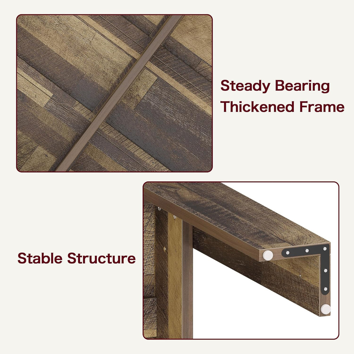Dining Table for 4-6, 63" Wood Farmhouse Large Kitchen Table with Strong 4 Triangle Legs, Rectangular Dining Room Dinner Table with Sturdy Extra Support for Kitchen, Apartment, Retro Brown