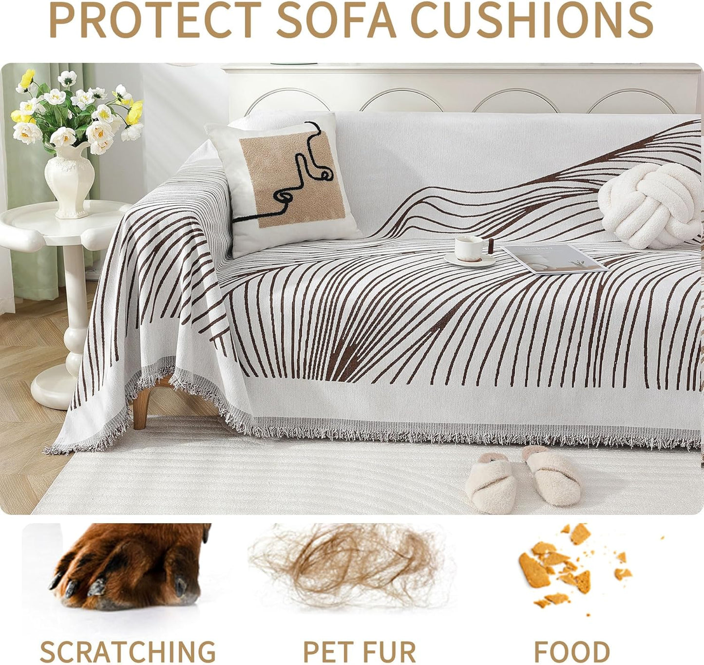 Non Slip Sofa Covers Couch Covers for 3 Cushion Couch Sofa Pet Friendly Washable Couch Covers for Sofa, Soft Thick Sectional Couch Covers L Shape Furniture Protector for Kids, Dogs 71" X118"