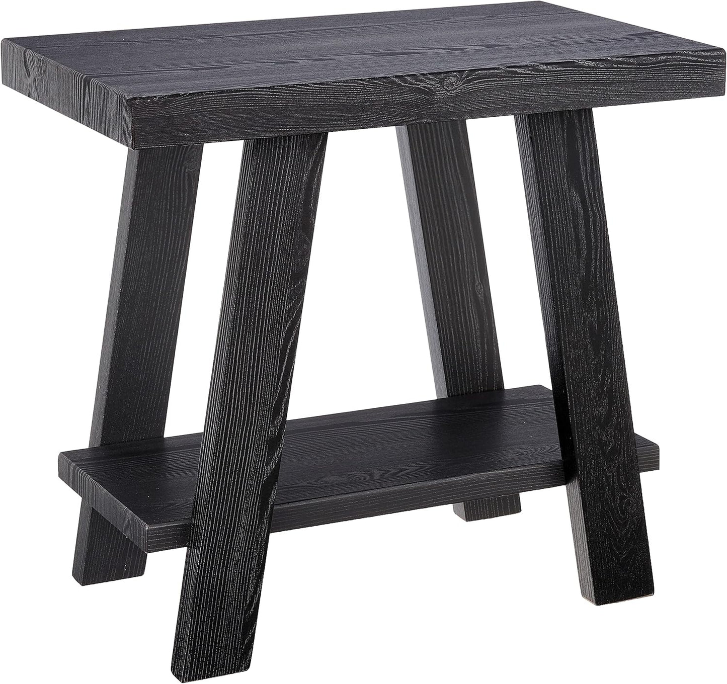Roundhill Furniture Athens Contemporary Wood Shelf Side Table, Black