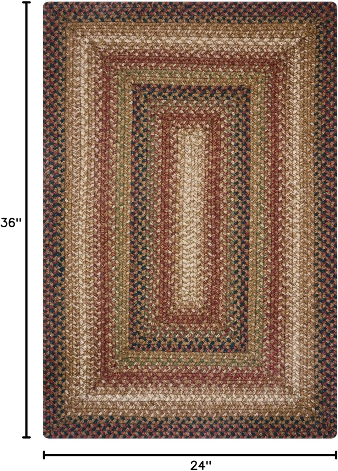 Gingerbread Brown Small Braided Rugs, 2x3' Rectangle - Handmade with Jute, Warm Country Decor, Perfect for Bathrooms and Entryways - Durable and Easy to Clean