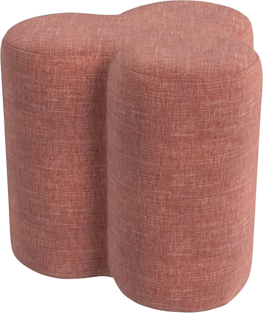 HomePop Upholstered Clover Shaped Ottoman (No Lid, Seat Only) Home Décor | Foot Rest Pouf – Pink Chenille