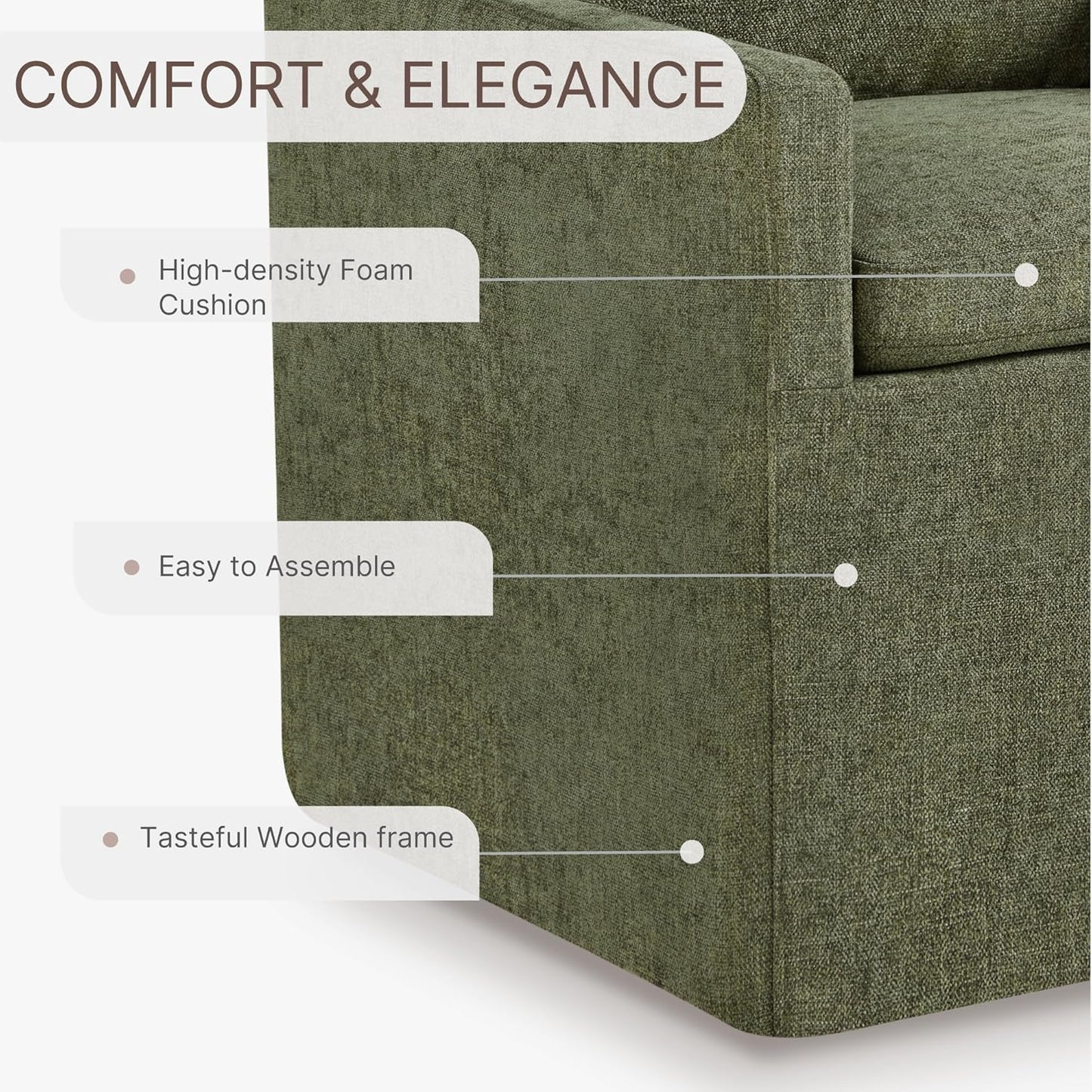 Upholstered Dining Chairs with Casters Easy Assembly Side Deskchair with Rollers for Diningroom, Living Room, Green, 4 Box