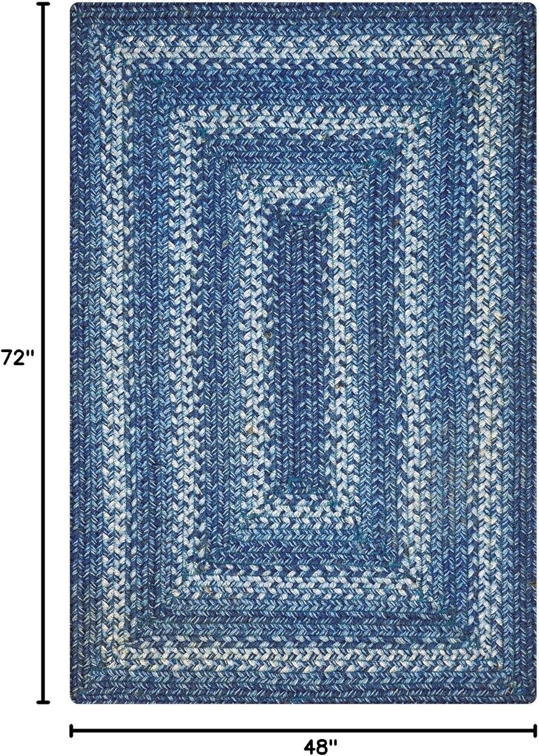 Homespice Denim Jute Blue Braided 4x6’ Rug for Living Room, Bedroom Rug and Dining Room. Pet Friendly. Decor Styles- Farmhouse Rug, Rustic, Vintage, Cottage, Primitive, Country, Boho Rug