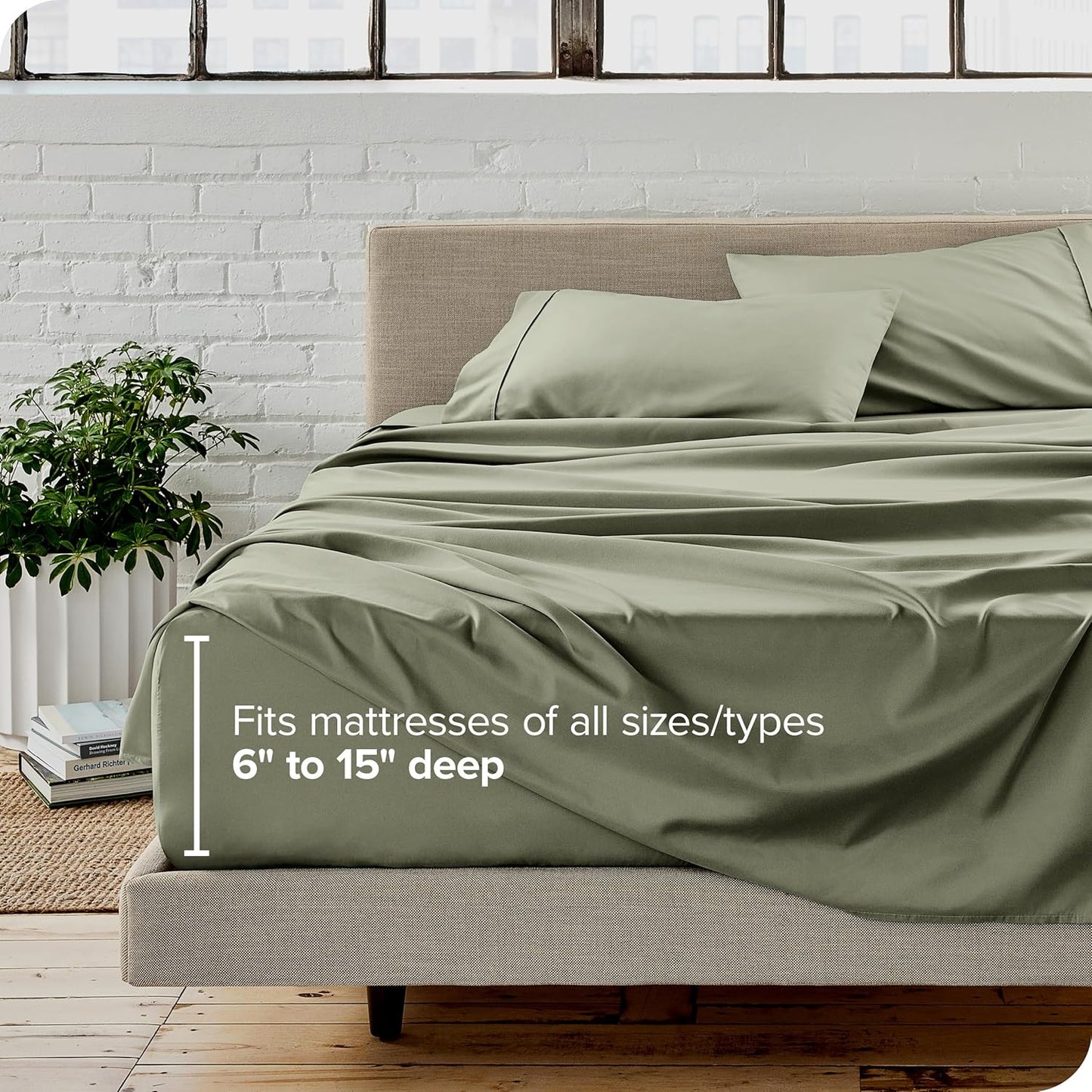Bare Home Split Head Flex King Sheet Set - 1800 Ultra-Soft Microfiber Bed Sheets - Double Brushed - Deep Pockets - Easy Fit - 4 Piece Set - FlexTop King Bedding Sheets (Split Head Flex King, Sage)