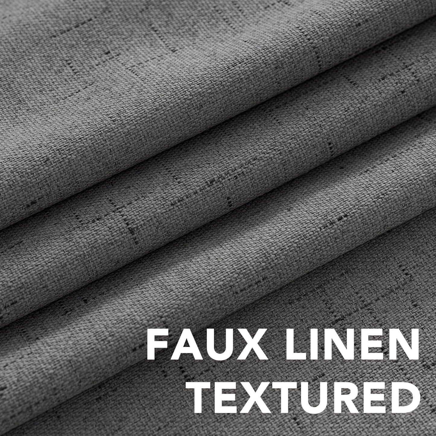 H.VERSAILTEX Primitive Linen Curtains 100% Blackout Curtain Drapes Burlap Fabric Curtains with White Thermal Insulated Liner, Grommet Top Drapes Living Room/Bedroom (2 Panels, 42 x 45 Inch, Grey)
