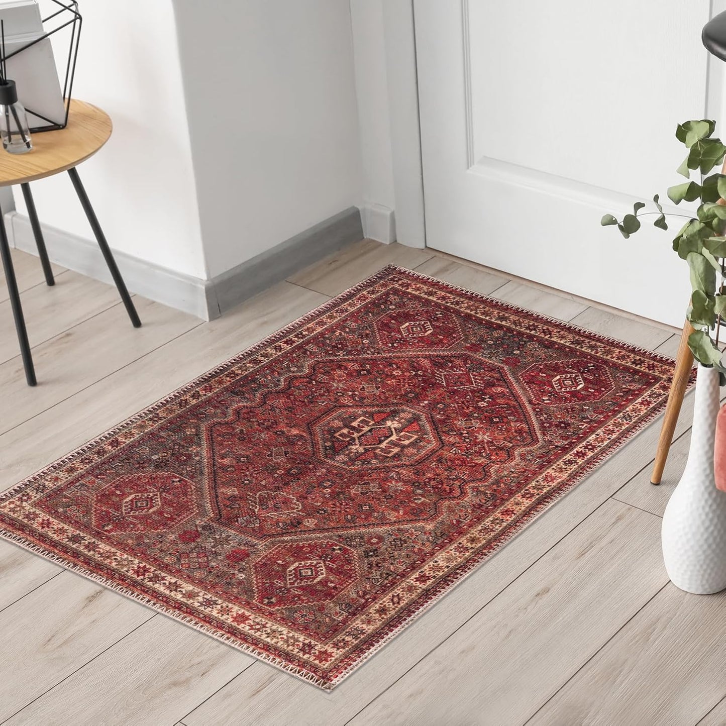 Keen Home Design 2x3 Rug - Machine Washable Entry Rug with Non-Slip Backing, Ideal for Enteryway, Kitchen, Bathroom, Laundry Room - Vintage, Easy Clean, Durable, Low Pile Rug - (2' x 3')