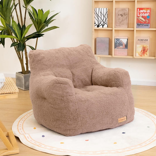 Bean Bag Chair with Filler, Bean Bag Sofa with Tufted Soft Stuffed Filling, Fluffy and Lazy Sofa, Comfy Cozy BeanBag Chairs with Memory Foam for Dorm, Apartment, Living Room (Pink)