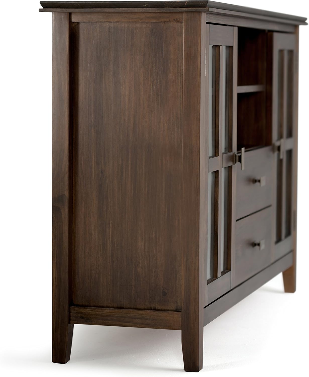 SIMPLIHOME Artisan SOLID WOOD 53 Inch Wide Transitional TV Media Stand in Natural Aged Brown for TVs up to 60 Inches, For the Living Room and Entertainment Center