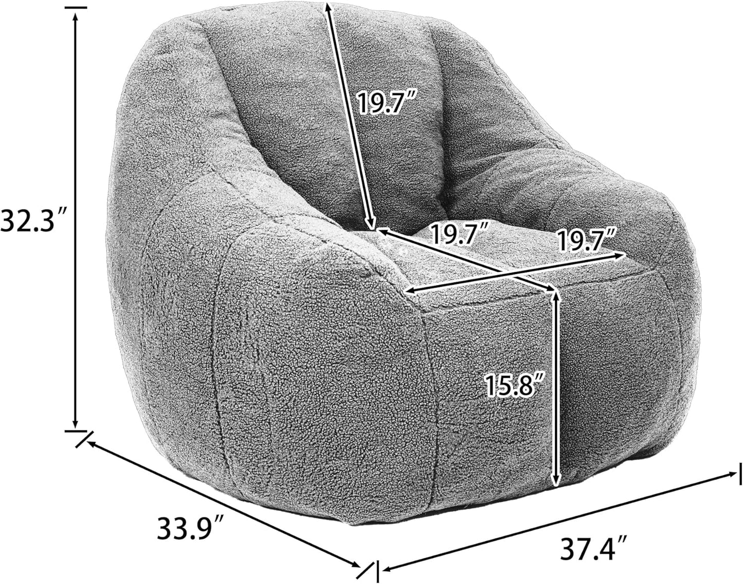 Furniliving Bean Bag Chair, Oversized Bean Bag Couch for Adults Lounge Chair for Bedroom Comfy Bean Bag Sofa with Back Support, Fluffy and Lazy Sofa for Living Room Bedroom Dorm, Pink, Teddy