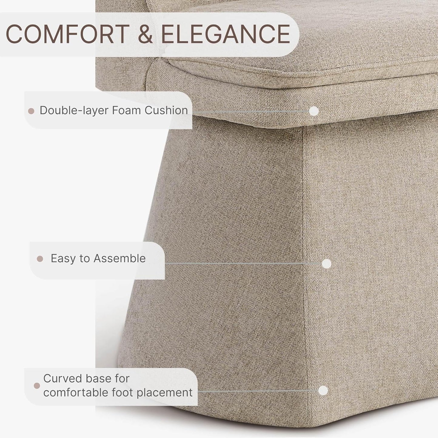 Swivel Dining Chairs Modern Desk Chair Upholstered Linen Fabric Side Chair for Kitchen Dining Room Bedroom,Khaki,4 Box