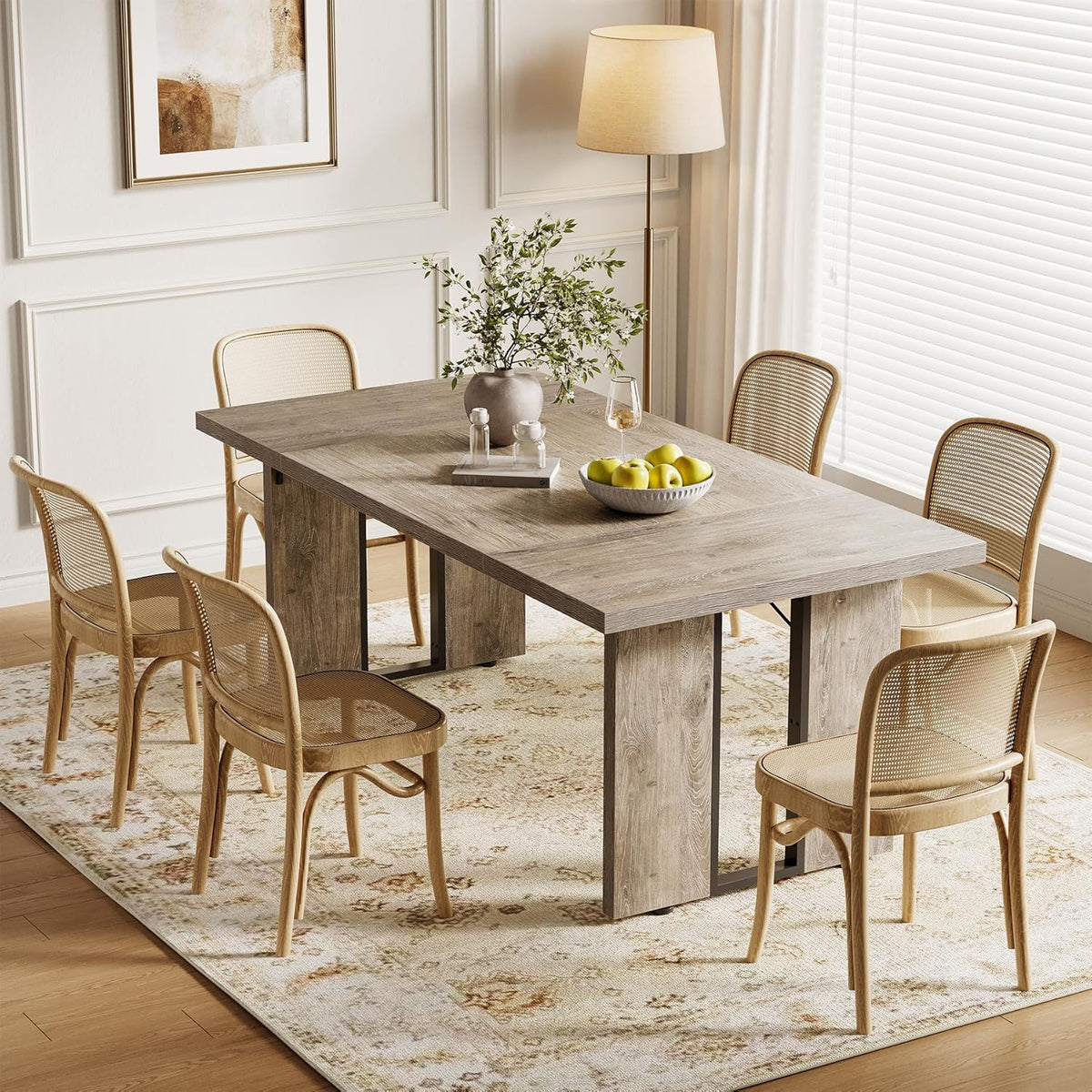LITTLE TREE 71-Inch Dining Table, Rectangular Wooden Kitchen Table for 4-6 People, Modern Home Furniture with Heavy Duty Legs, Large Dinner Furniture Last Forever, Grey