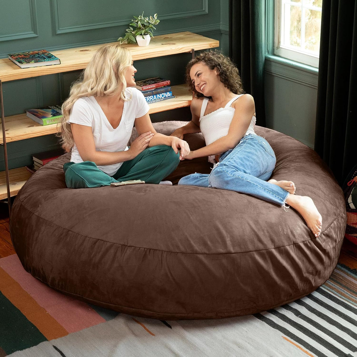 Jaxx 6 Foot Cocoon - Large Bean Bag Chair for Adults, Microsuede Chocolate