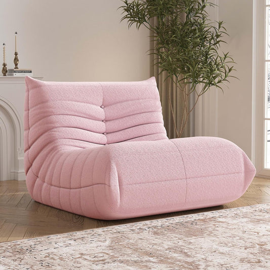 Bean Bag Chair, Fireside Chair Bean Bag Sofa Large Bean Bag Chair for Adults, Bean Bag Chairs for Teens with High Density Comfortable Foam, Memory Foam Bean Bag for Living Room, Bedroom (Pink)