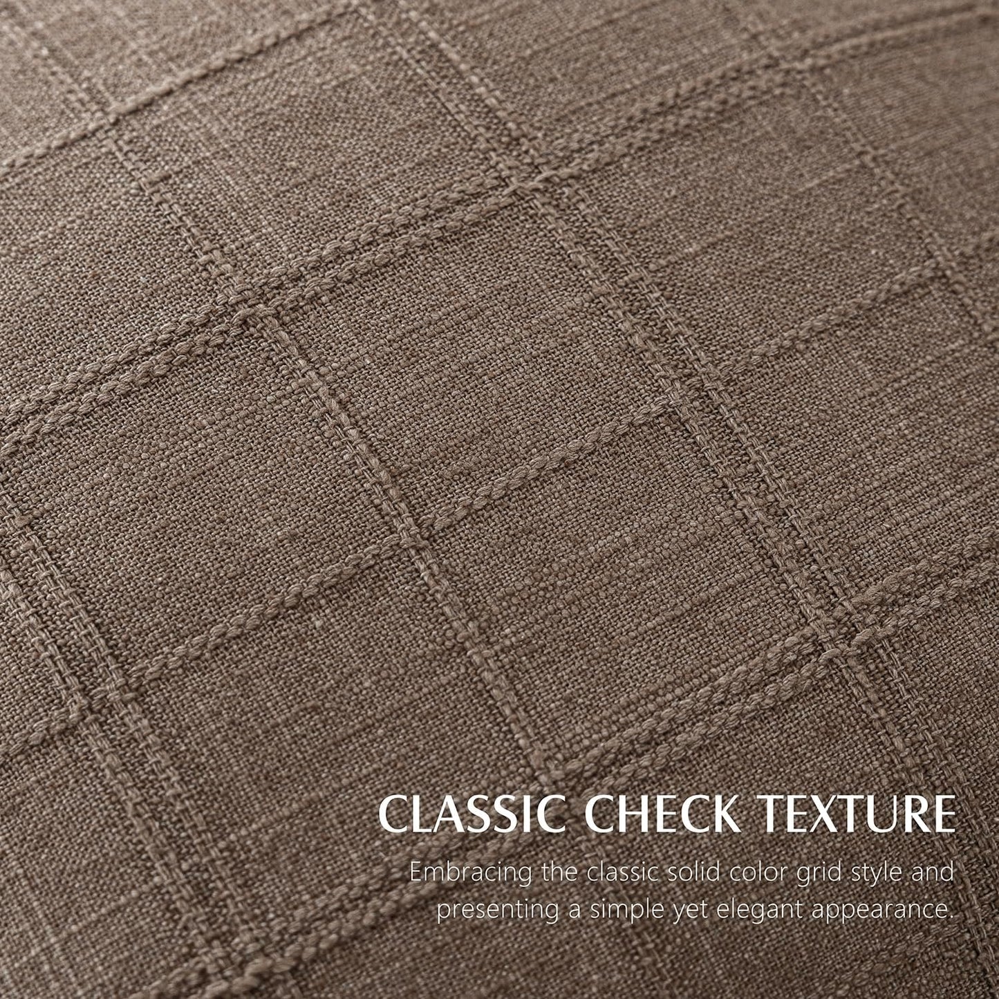 Foindtower Set of 2 Decorative Linen Check Throw Pillow Covers Neutral Farmhouse Lumbar Cushion Covers Modern Boho Home Decor for Sofa Chair Couch Bedroom Living Room Outdoor,12×20 Inch,Taupe Grey