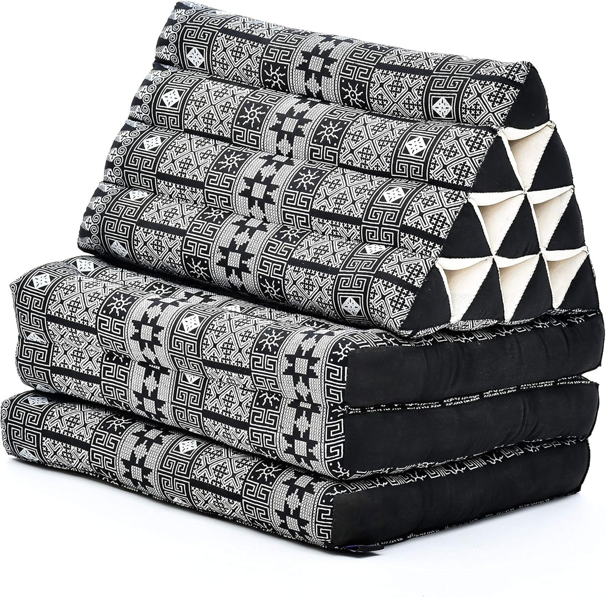 Leewadee - Comfortable Japanese Floor Mattress - Thai Floor Bed with Triangle Cushion - Futon Mattress - Thai Massage Mat, 67 x 21 inches, Anthracite Black, Kapok Filling