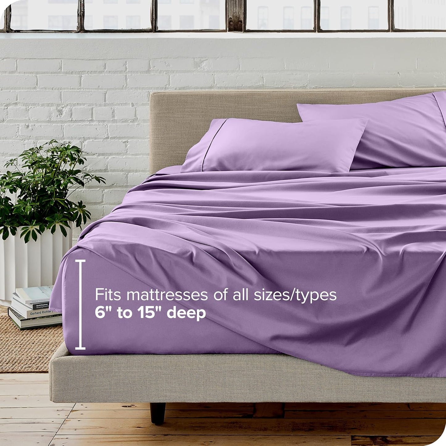 Bare Home Split King Sheet Set - 1800 Ultra-Soft Microfiber Bed Sheets - Double Brushed - Deep Pockets - Easy Fit - 5 Piece Set - Bed Sheets & Pillowcases (Split King, Lavender)