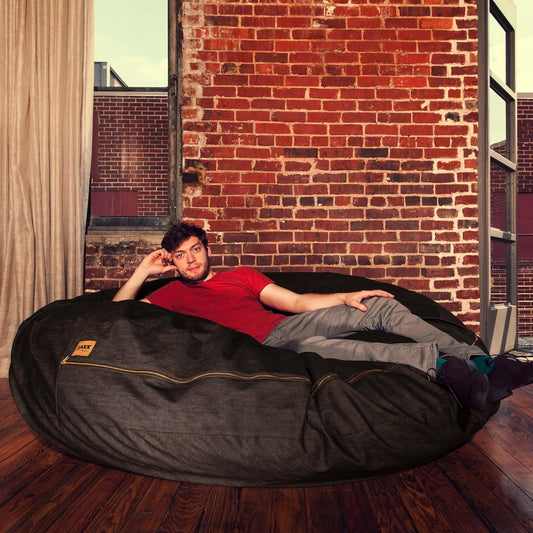 Jaxx 6 Foot Cocoon Large Bean Bag Chair for Adults, Dark Denim