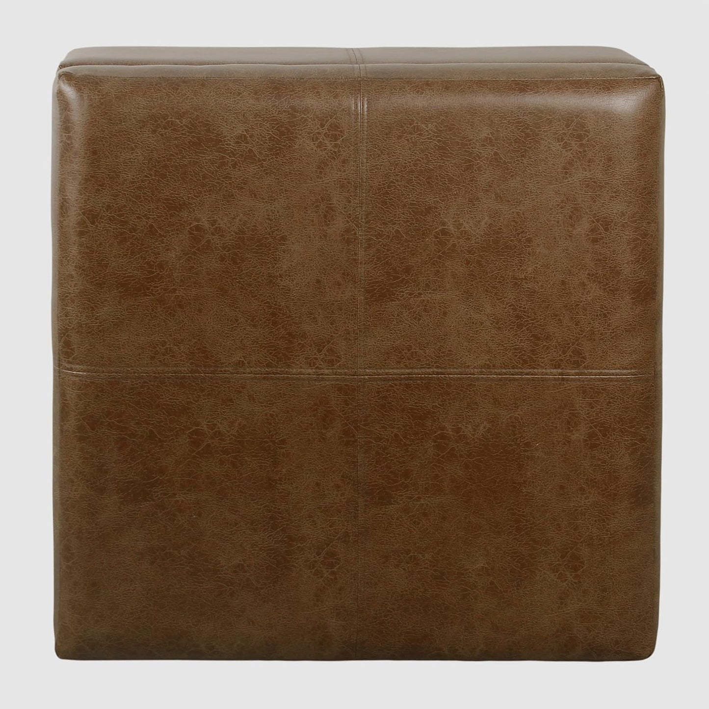 Homepop Home Decor | K2380-YDQY-2 | Luxury Large Faux Leather Square Storage Ottoman | Ottoman with Storage for Living Room & Bedroom, Brown