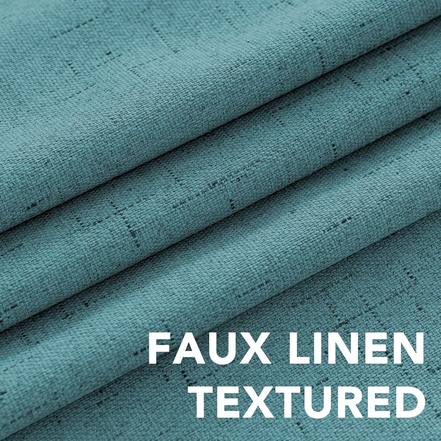 H.VERSAILTEX Linen Blackout Curtains 63 Inches Long 100% Absolutely Blackout Thermal Insulated Textured Linen Look Curtain Draperies Anti-Rust Grommet, Energy Saving with White Liner, 2 Panels, Teal