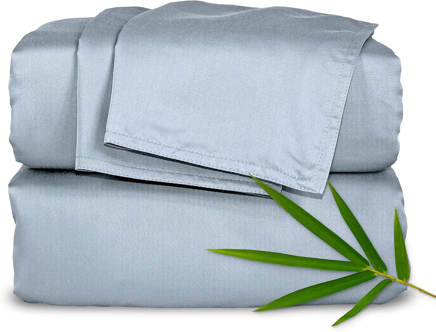 Full Sheets by Pure Bamboo, Genuine 100% Organic Viscose Derived from Bamboo Bed Sheet Set, Luxuriously Soft & Cooling, Double Stitching, Lifetime Quality Promise (Full, Sterling Blue)