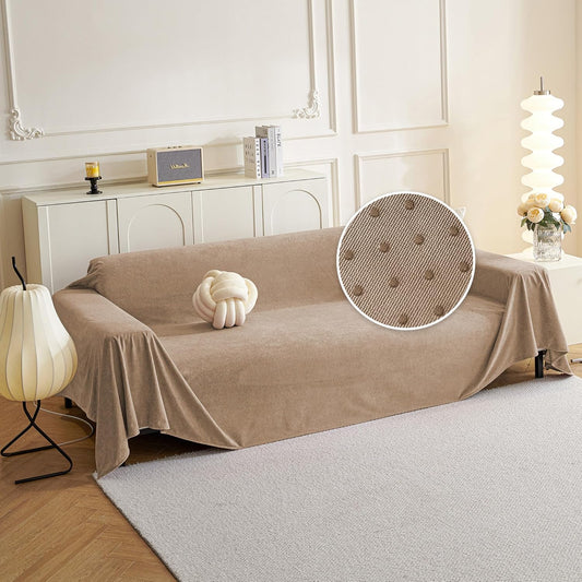 MYSKY HOME Sofa Slipcovers Sofa Covers Washable, Couch Cover for 3-4 Cushion Couch Sofa, Dog Couch Covers Furniture Protector Cover Non Slip Soft Couch Sofa Cover, 91"x 150", Khaki