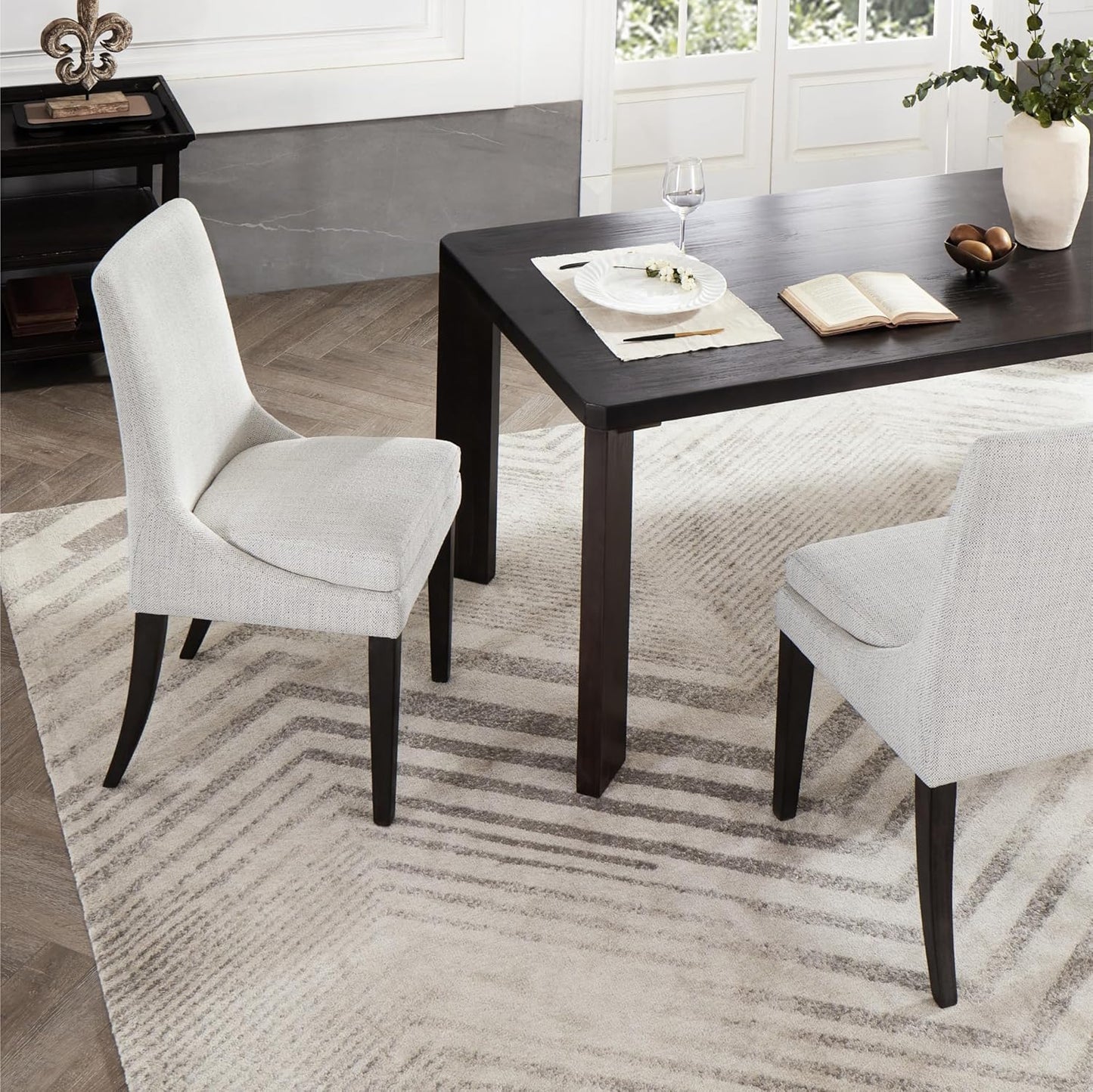 Upholstered Dining Chairs Modern Sidechair Performance Fabric High Back Armlesschair for Diningroom Kitchen,Linen,Set of 4(2 Box)