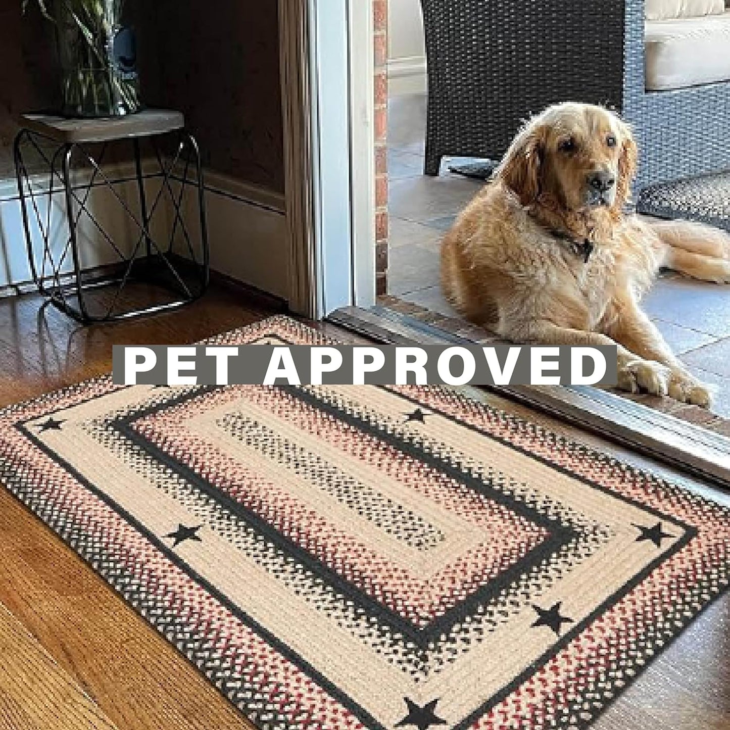 Homespice Gloucester Jute Black 8x10' Braided Area Rug for Living Room, Bedroom and Dining Room. Pet Friendly. Decor Styles- Farmhouse Rug, Rustic, Vintage, Cottage, Primitive, Country, Boho Rug