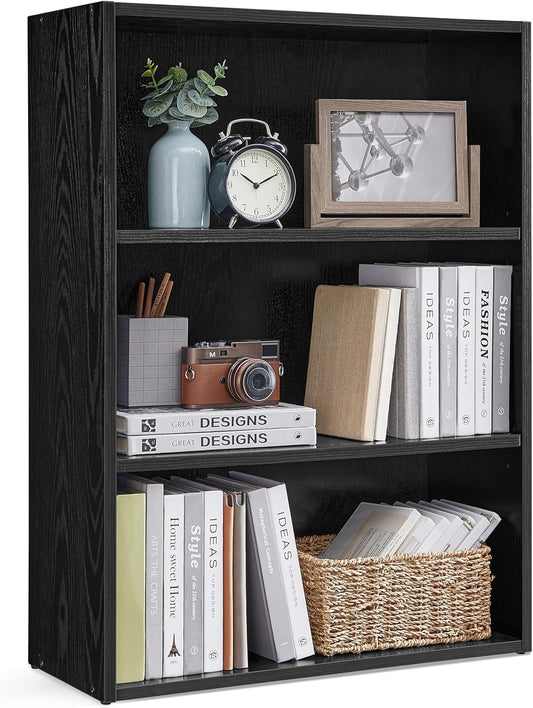 VASAGLE Custos Collection - Bookshelf, 3-Tier Bookcase, Book Shelf, Open Storage Shelf, 9.4 x 23.6 x 32 Inches, for Living Room, Home Office, Dinning Room, Ebony Black ULBC163T56