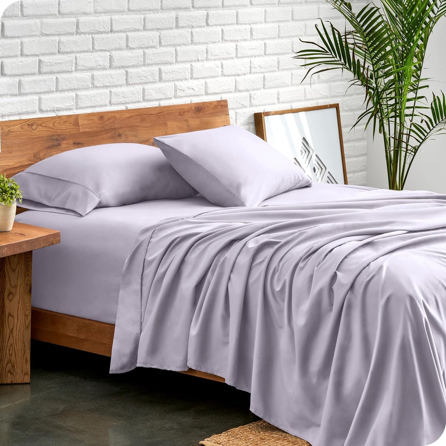 Bare Home King Sheet Set - 1800 Ultra-Soft Microfiber King Bed Sheets - Double Brushed - Deep Pockets - Easy Fit - 4 Piece Set - Bed Sheets (King, Light Lavender)
