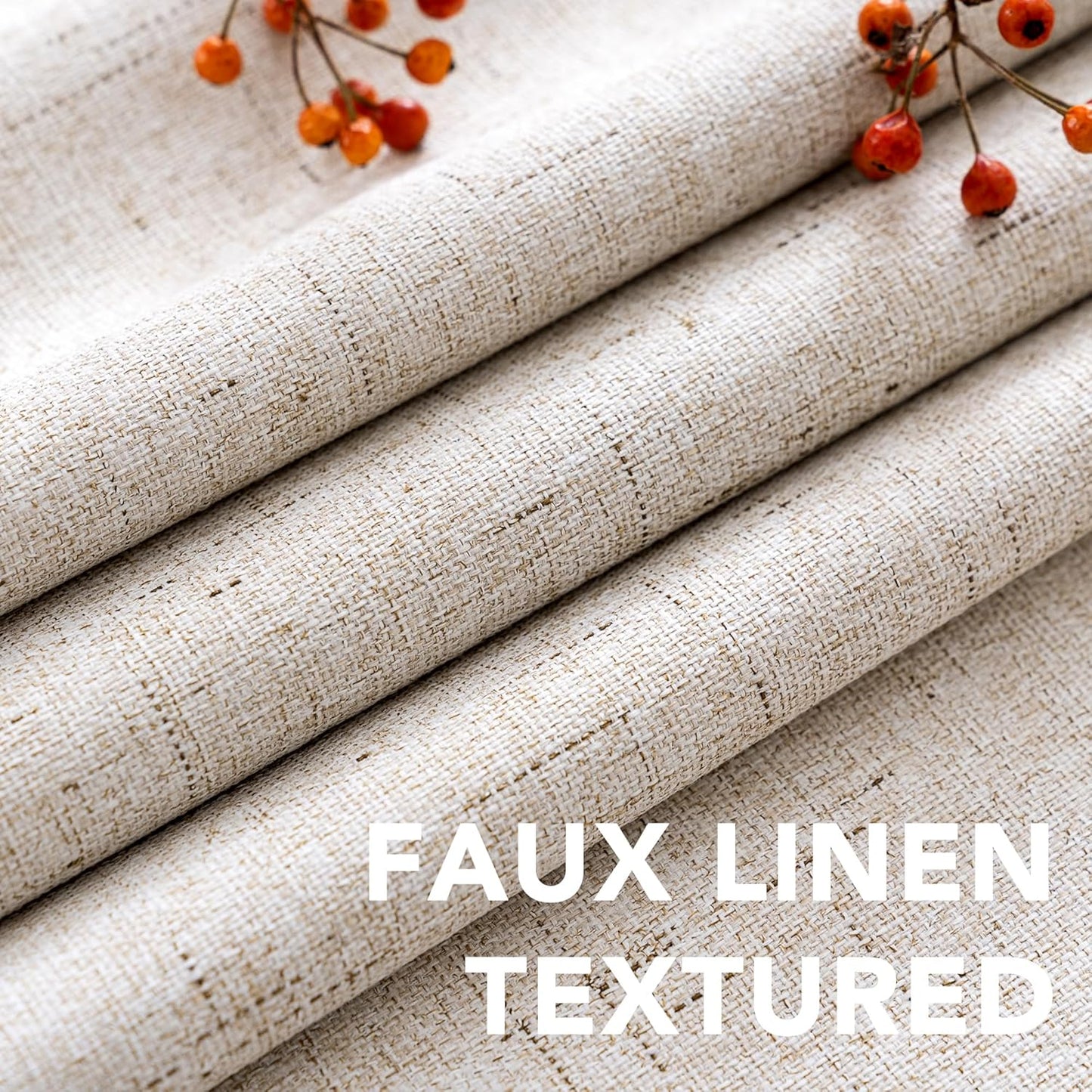 H.VERSAILTEX Linen Blackout Curtain Durable Thick Textured Linen Look 100% Blackout Patio Door Curtain Anti Rust Grommet Extra Wide Sliding Door Curtain Panel, W100 x L84 inch - Natural