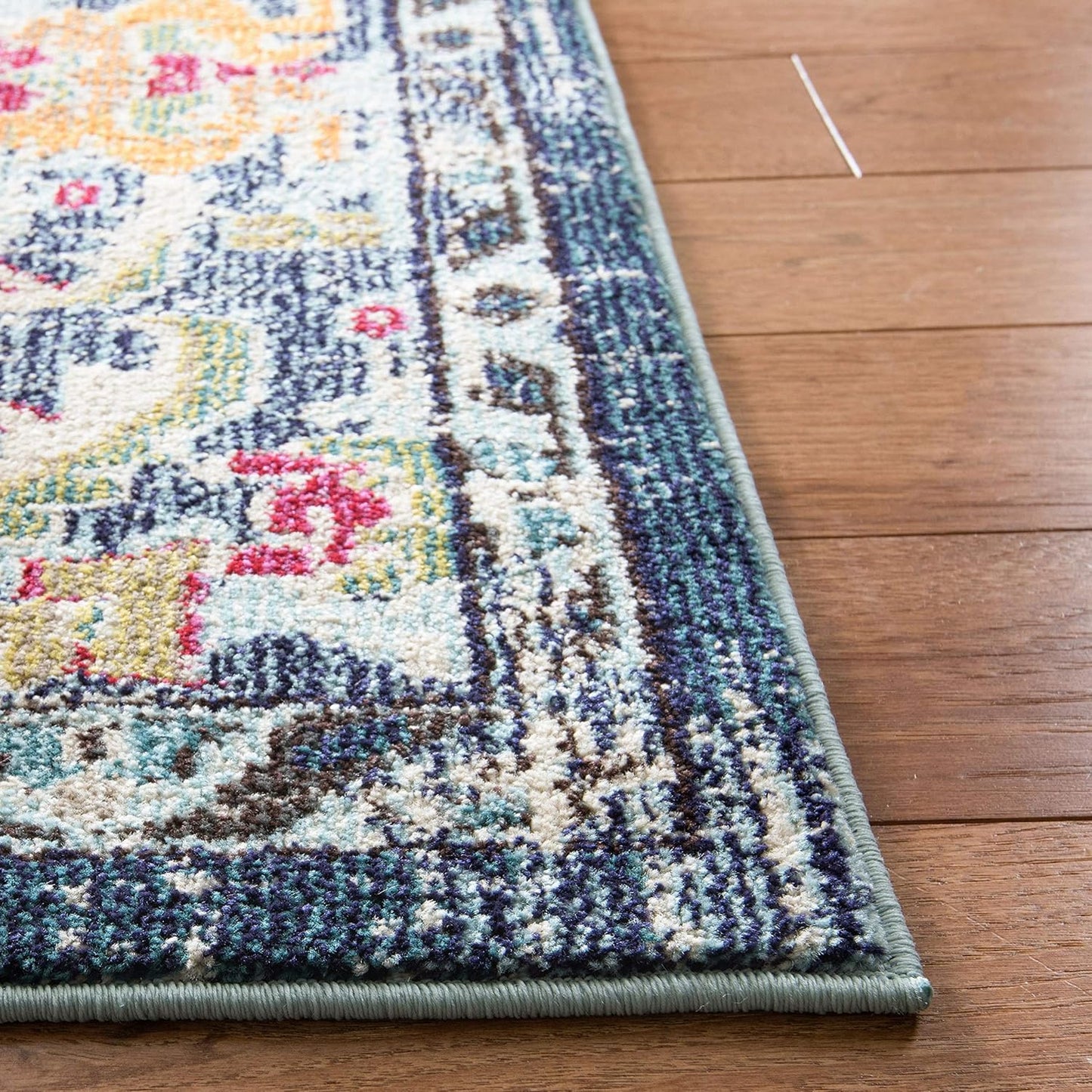 SAFAVIEH Monaco Collection Runner Rug - 2'2" x 8', Navy & Light Blue, Boho Chic Medallion Distressed Design, Non-Shedding & Easy Care, Ideal for High Traffic Areas in Living Room, Bedroom (MNC243N)