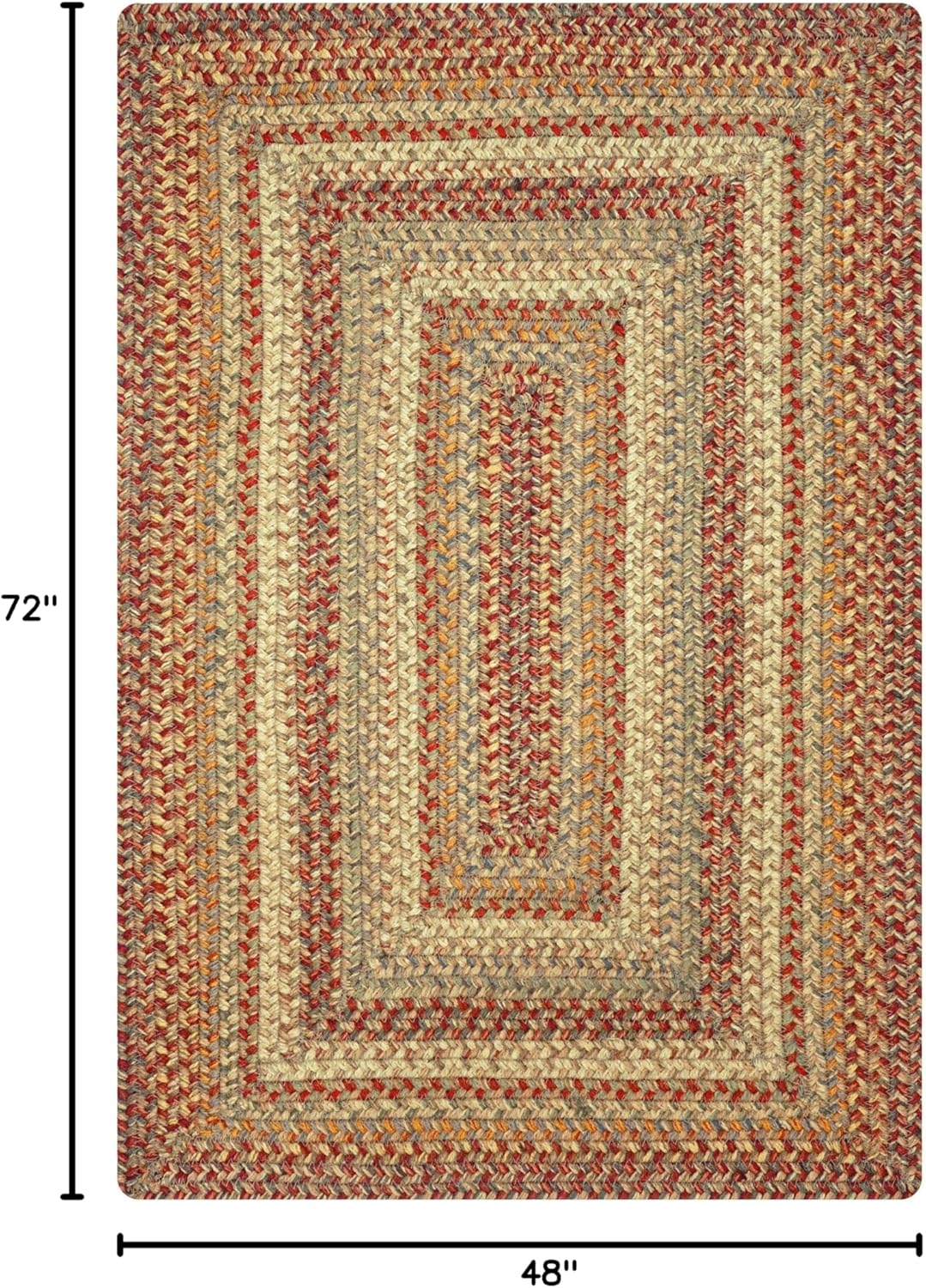 Homespice Harvest Jute Brown 4x6' Braided Area Rug for Living Room, Bedroom and Dining Room. Pet Friendly. Decor Styles- Farmhouse Rug, Rustic, Vintage, Cottage, Primitive, Country, Boho Rug