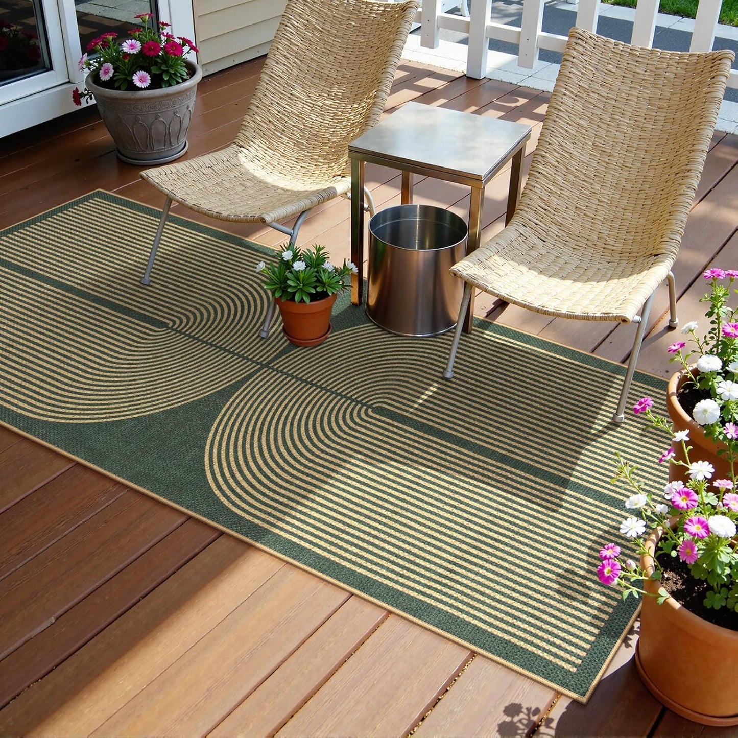 Lahome Modern Rainbow Easy Jute Entryway Runner Rug, Washable Carpet Runners for Hallway 6ft, Farmhouse Non Slip Stain Resistant Kitchen Mats for Floor Laundry Room Porch Bedroom, Dark Green