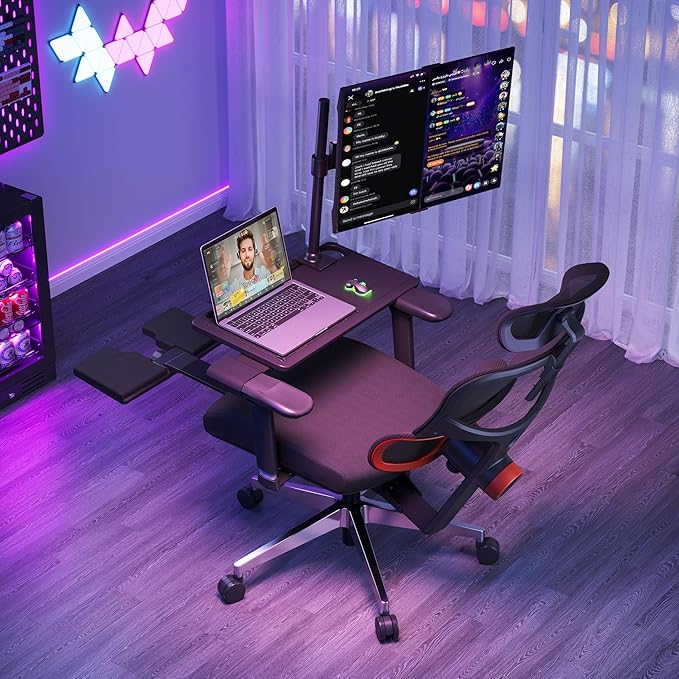 Newtral Office Chair Ergonomic - Home Office Desk Chair, Back Pain Chair with Auto-Following Lumbar Support, 4D Armrest, Seat Depth and Height Adjustable (Foot Rest + Laptop Tray, Black)