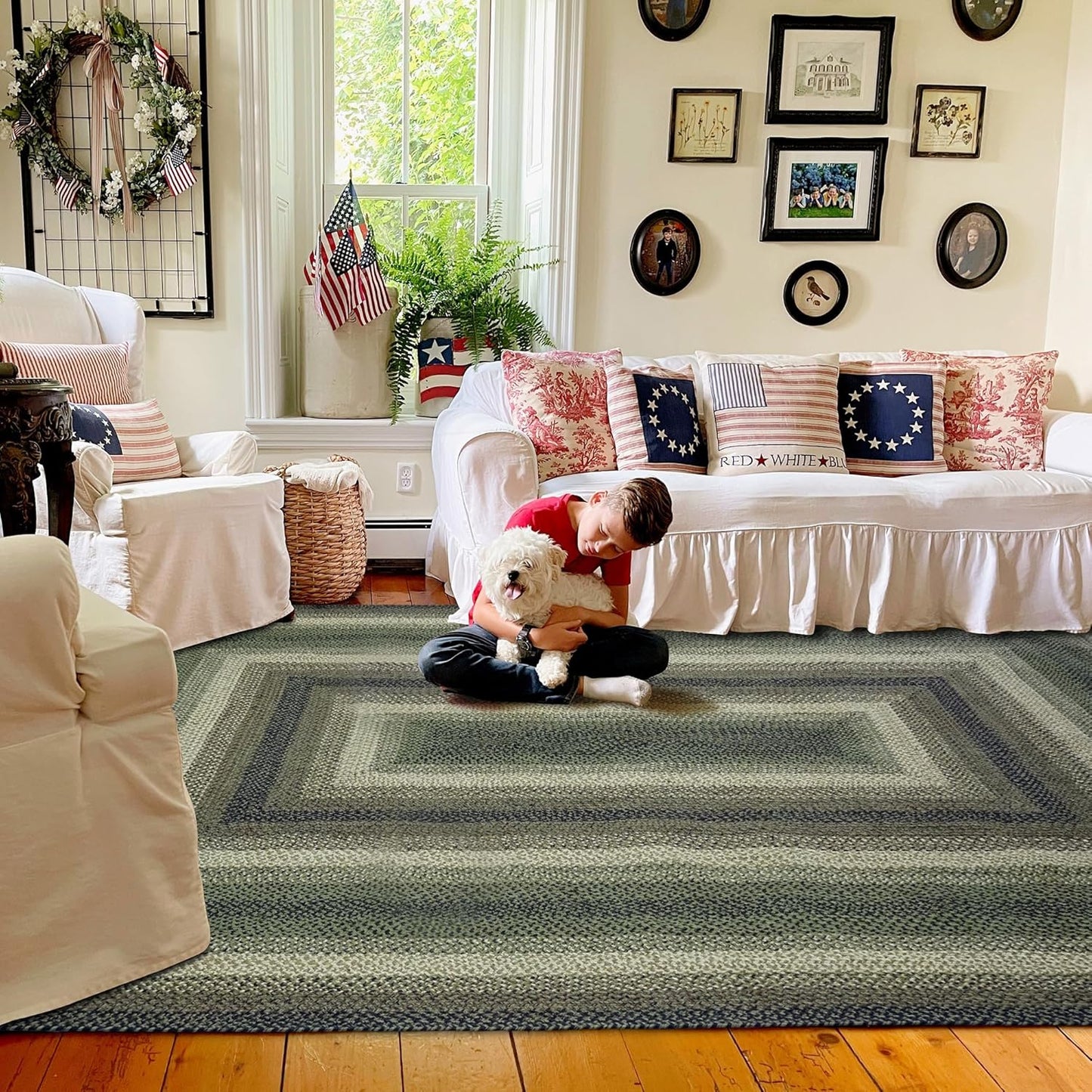 Homespice Pinecone Large Braided Rugs 8x10' - Rustic Jute Country Rugs for Living Room and Dining Room